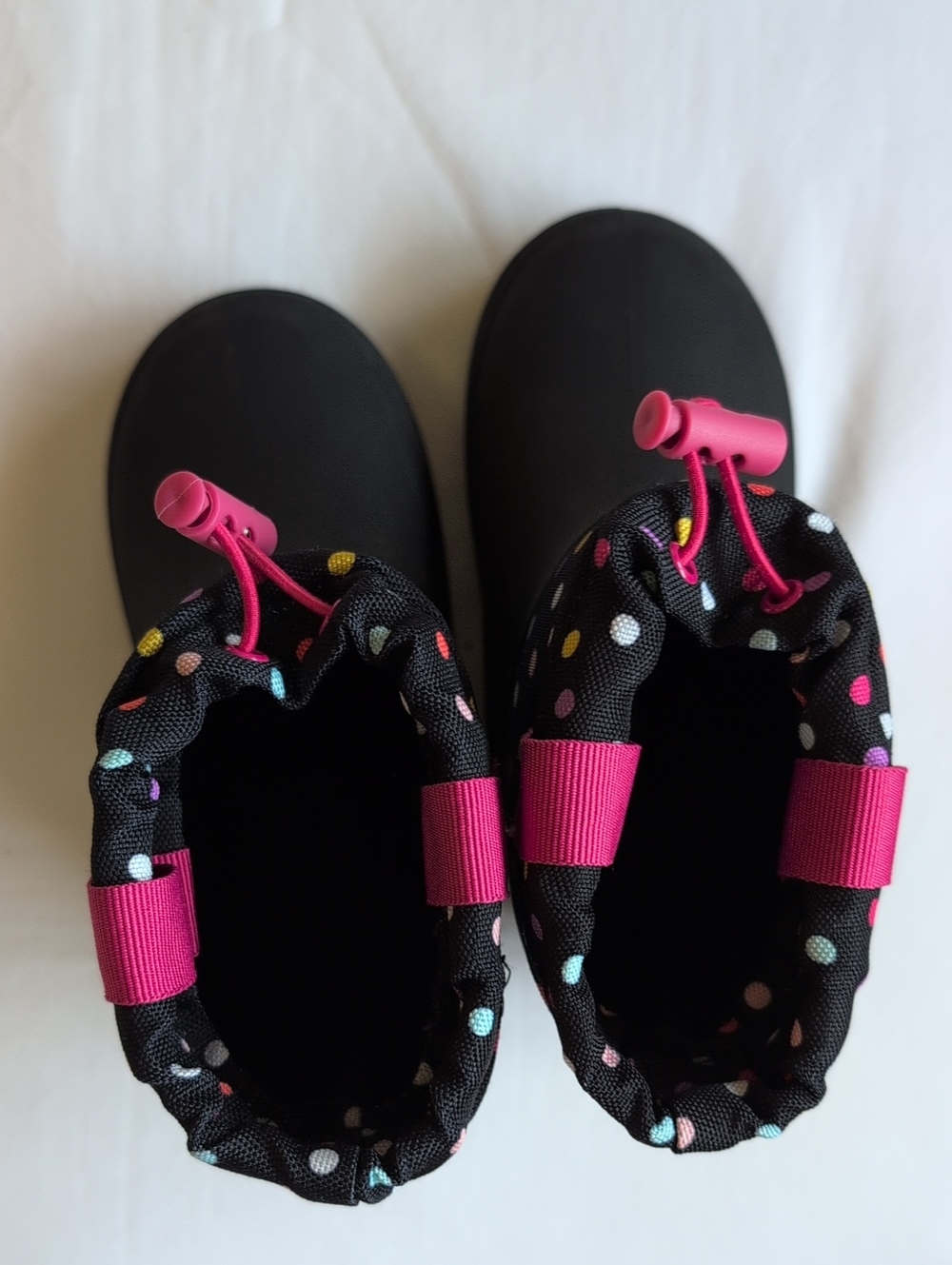 Cat & Jack Toddler Girls Black Multi Color Polka Dot Rain Boots 10 - Picture 4 of 9